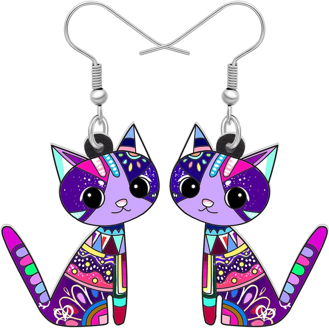 Acrylic Drop Cat Earrings Pets Funny Design 7 Color Lovely Gift For Girl Women By The Bonsny