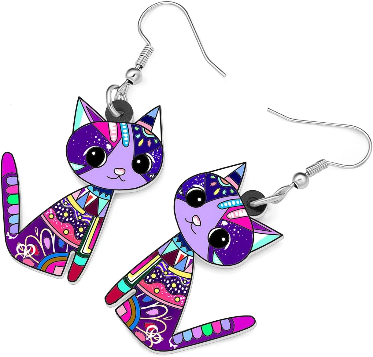 Acrylic Drop Cat Earrings Pets Funny Design 7 Color Lovely Gift For Girl Women By The Bonsny