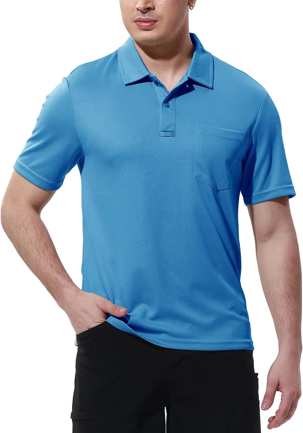 BGOWATU Men's Polo Shirts Short Sleeve Collared Golf Shirts Quick Dry Tennis Shirt Outdoor Sports Causal Shirts