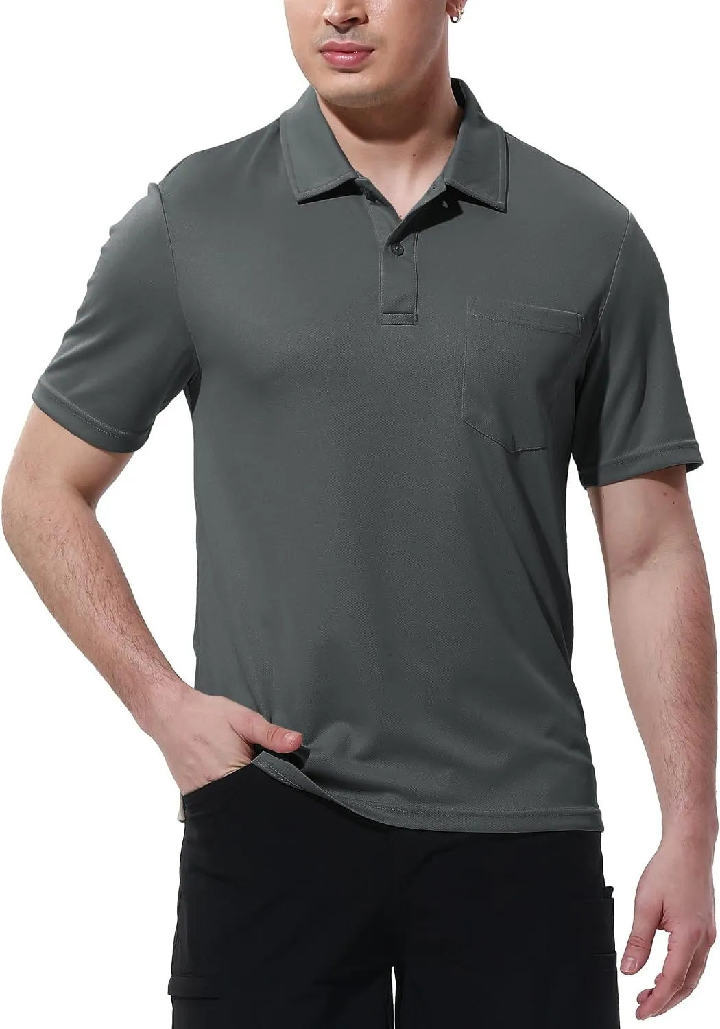 BGOWATU Men's Polo Shirts Short Sleeve Collared Golf Shirts Quick Dry Tennis Shirt Outdoor Sports Causal Shirts