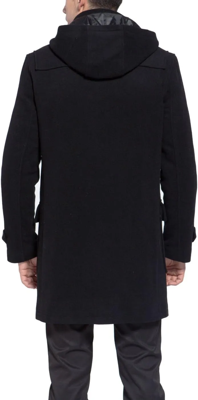 BGSD Men Benjamin Wool Blend Single Breasted Walking Toggle Duffle Coat with Hood (Also available in Big and Tall)