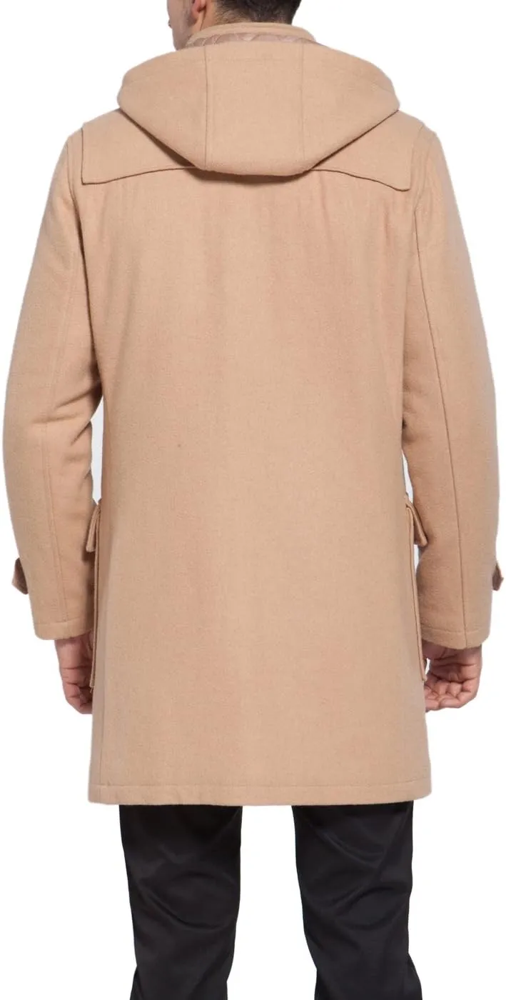 BGSD Men Benjamin Wool Blend Single Breasted Walking Toggle Duffle Coat with Hood (Also available in Big and Tall)