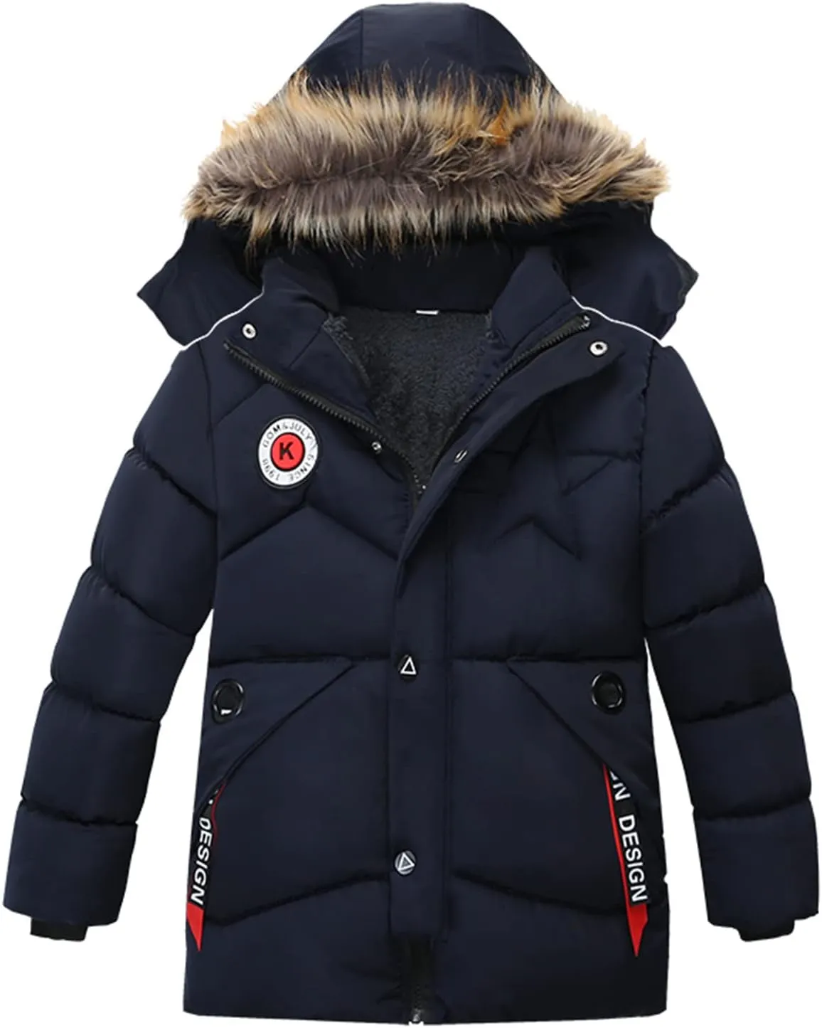 Boys Down Jacket Toddler Fur Collar Hood Thick Warm Winter Coat Parka Padded Windbreaker Wterproof Warm Outerwear
