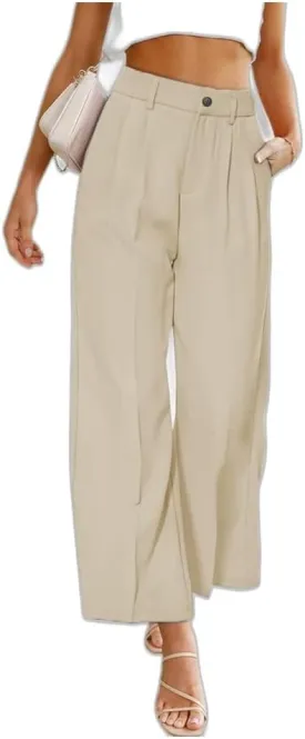Business Golf Pants for Women, Casual High Waist Wide Leg Straight Fit Dress Pants, Summer Spring Button-up Work Trousers