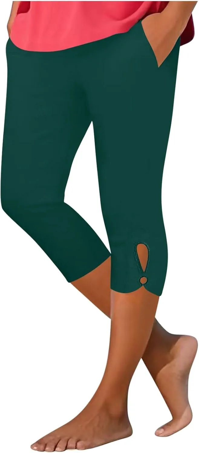 Capri Leggings for Women with Pockets Stretchy Soft High Waisted Yoga Pants Workout Exercise Hiking Capri Pants 2025