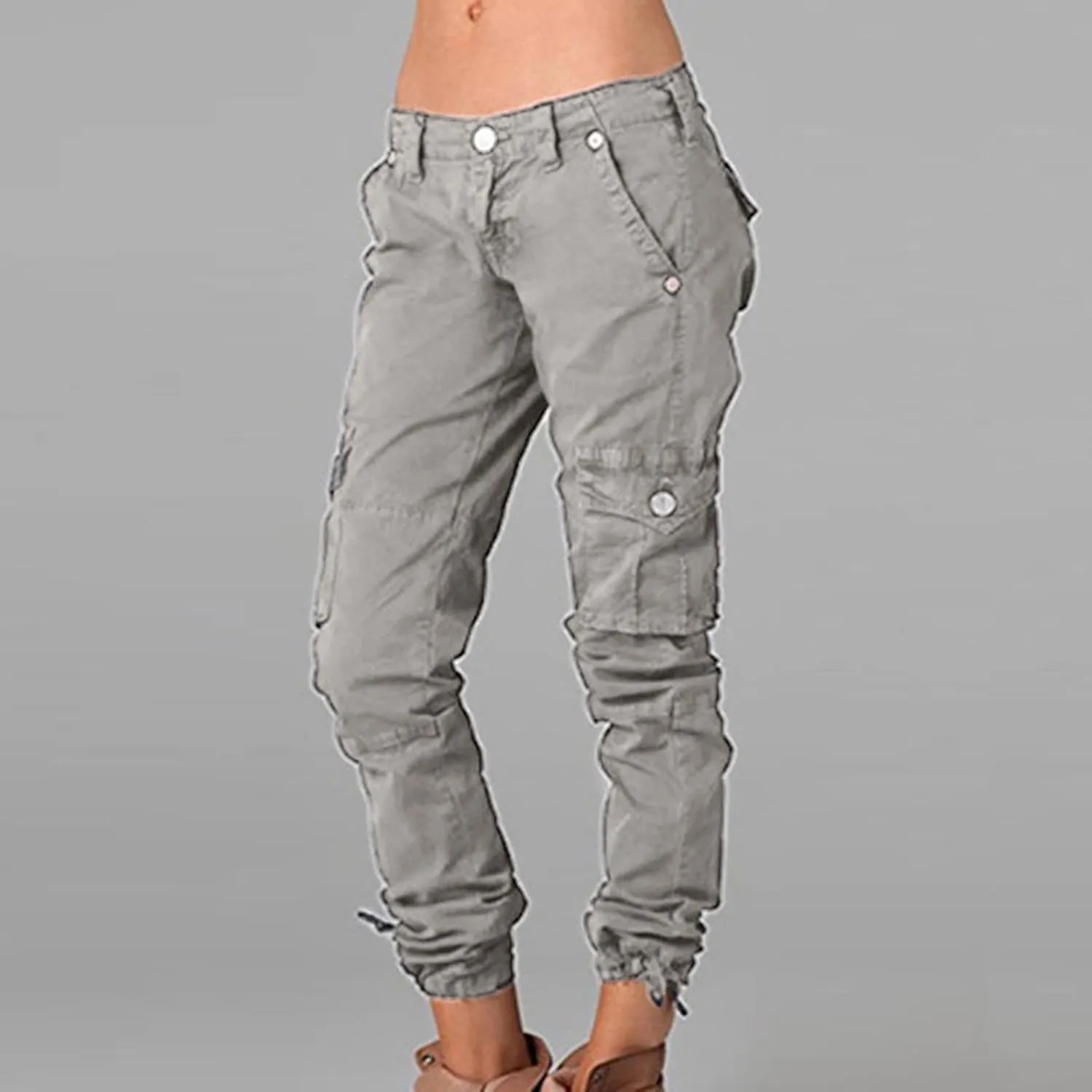 Cargo Pants for Women Low Rise Fashion Casual Tapered Pants Outdoor Hiking Work Travel Trousers with Pockets