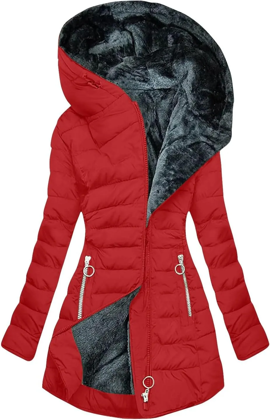 Ceboyel Womens Puffer Down Jacket 2024 Warm Winter Coats Jackets Hooded Thicken Parkas Plus Size Trendy Clothing With Hood