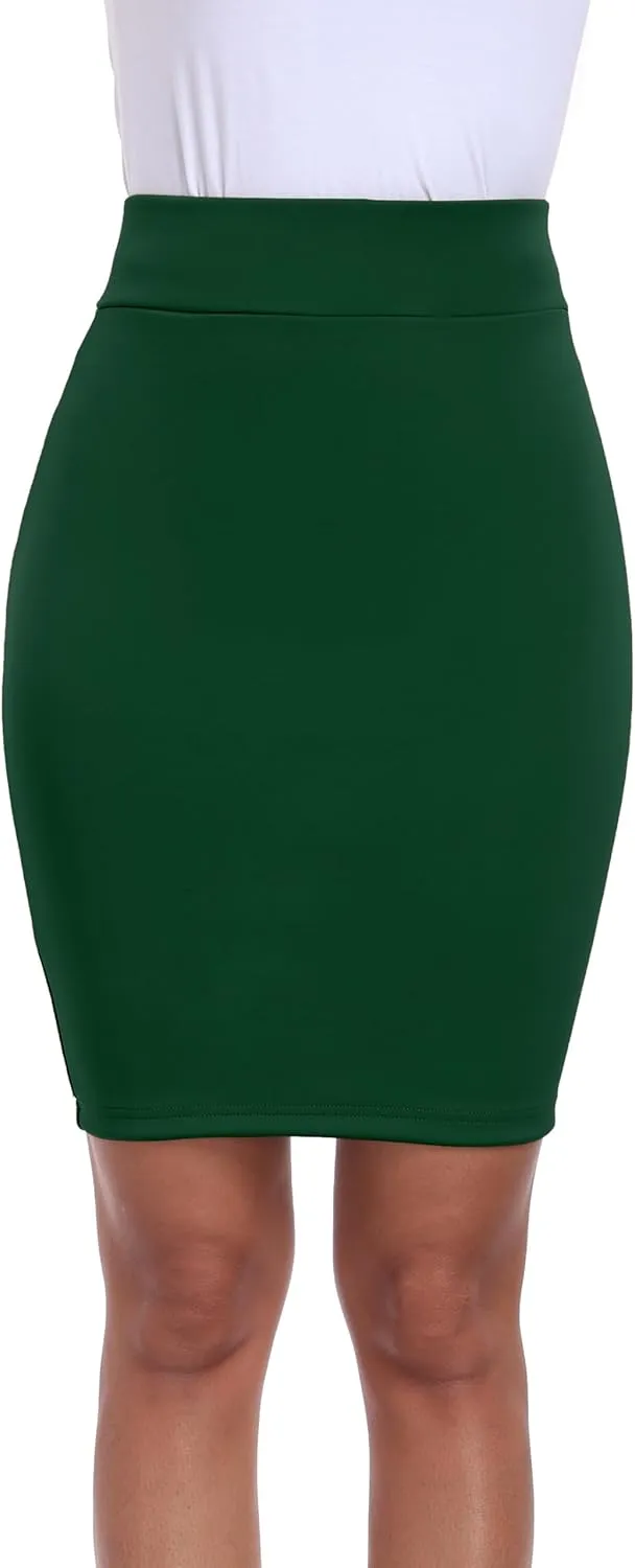Cheapestbuy Women's Basic Mini Skirts High Waisted Pencil Suit Skirt Stretch Bodycon Skirt for Business Casual