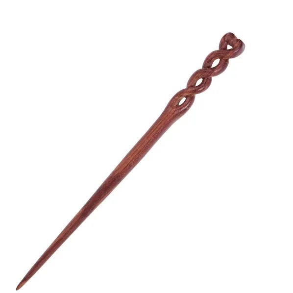 CrystalMood Handmade Carved Wood Hair Stick Twist
