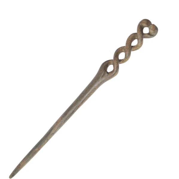 CrystalMood Handmade Carved Wood Hair Stick Twist
