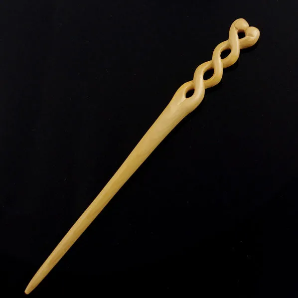 CrystalMood Handmade Carved Wood Hair Stick Twist
