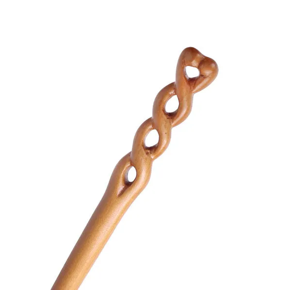 CrystalMood Handmade Carved Wood Hair Stick Twist