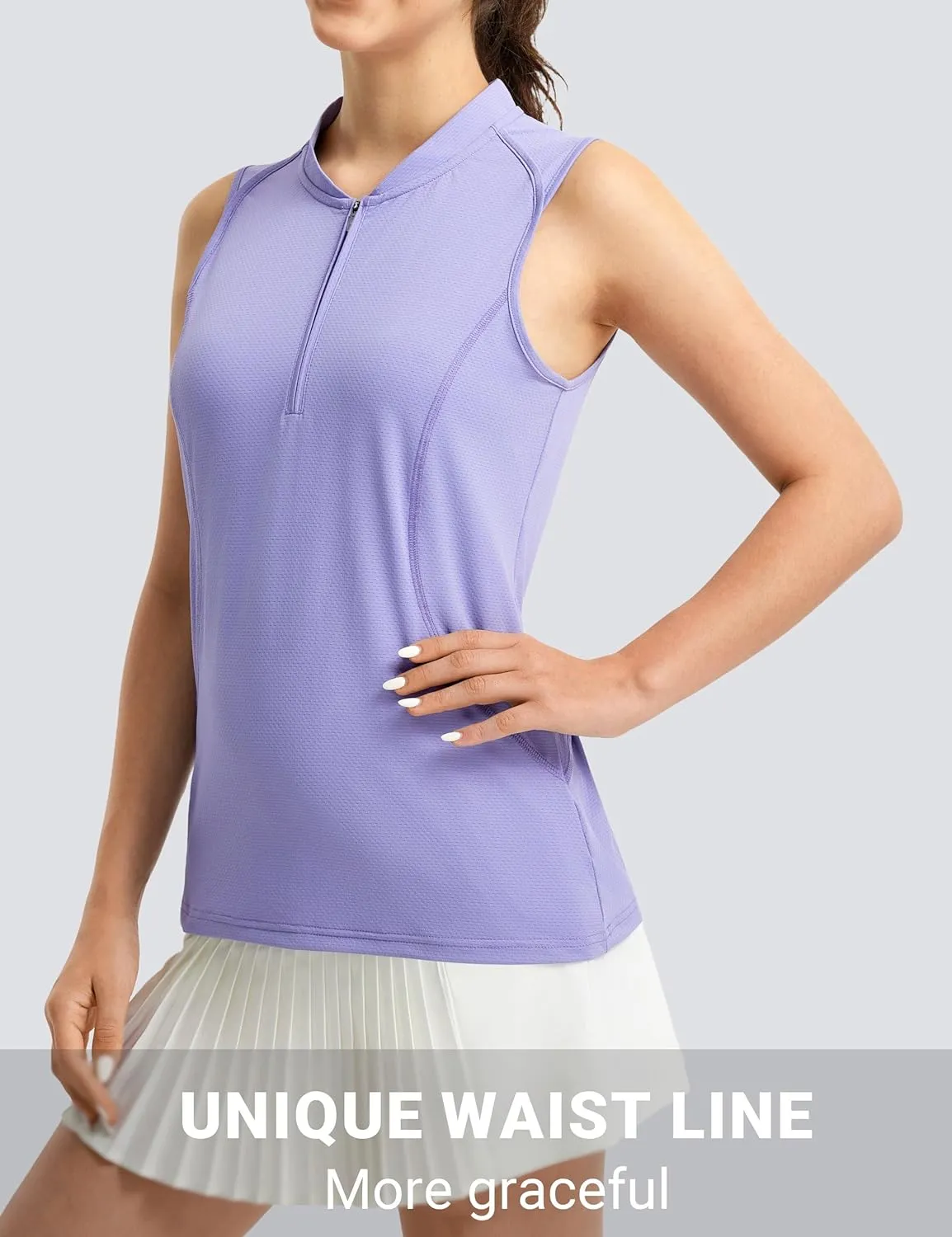 FitsT4 Sports Women Golf Polo Shirt Workout Tank Tops Sleeveless Zip V Neck Tennis Athletic T Shirts