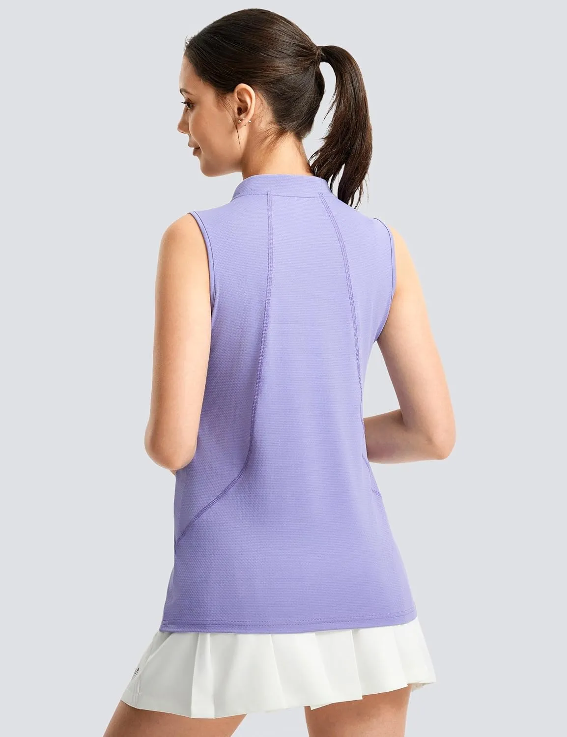 FitsT4 Sports Women Golf Polo Shirt Workout Tank Tops Sleeveless Zip V Neck Tennis Athletic T Shirts
