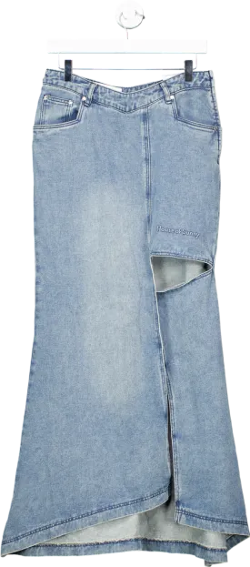 House of Sunny Sky Blue The Cascade Denim Skirt UK 10