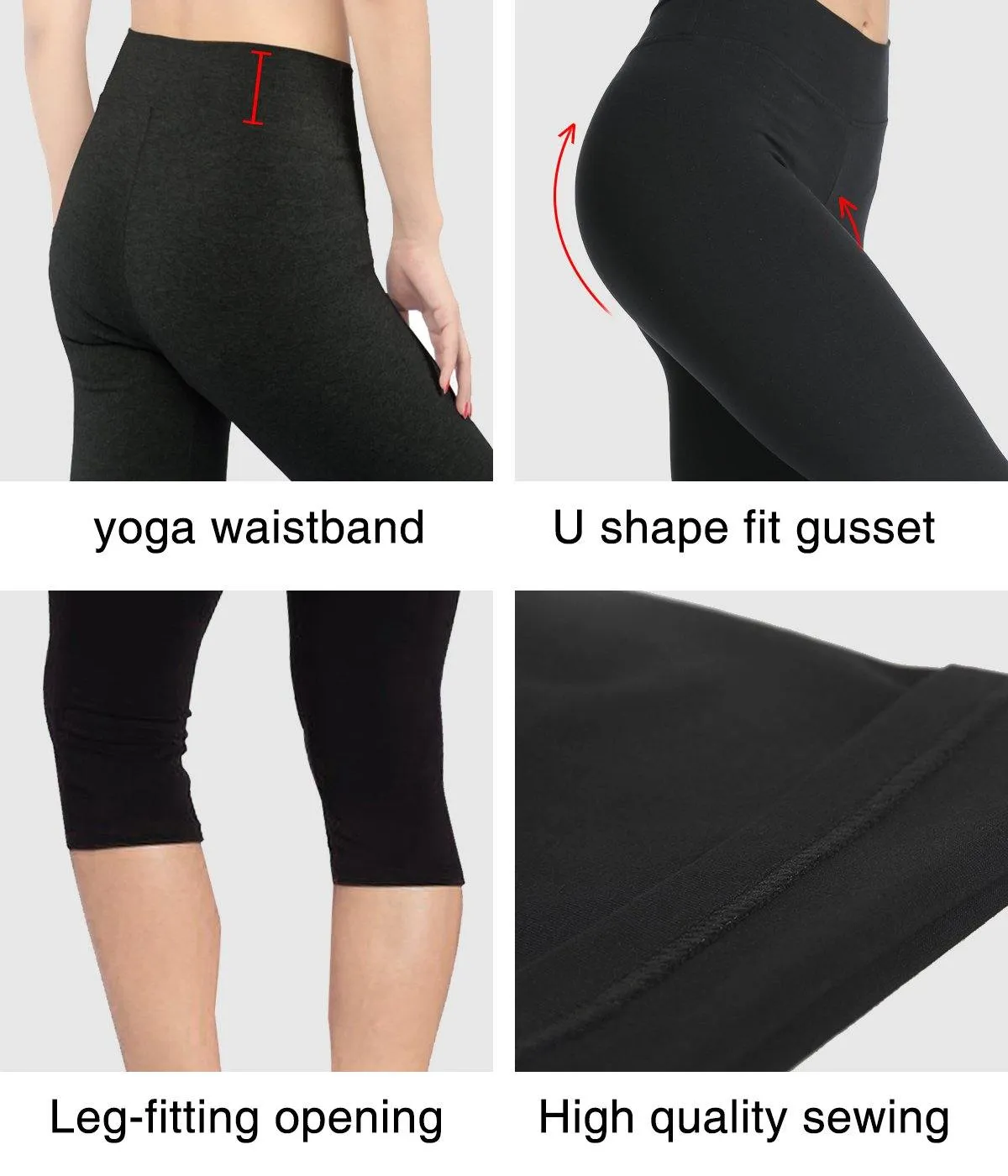 iloveSIA 2Pack Women's Yoga Pants Cotton Stretch Leggings