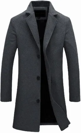 Men's Oversized Casual Notched Collar Long Pea Coats Single Breasted Business Overcoats Warm Thicken Trench Coats