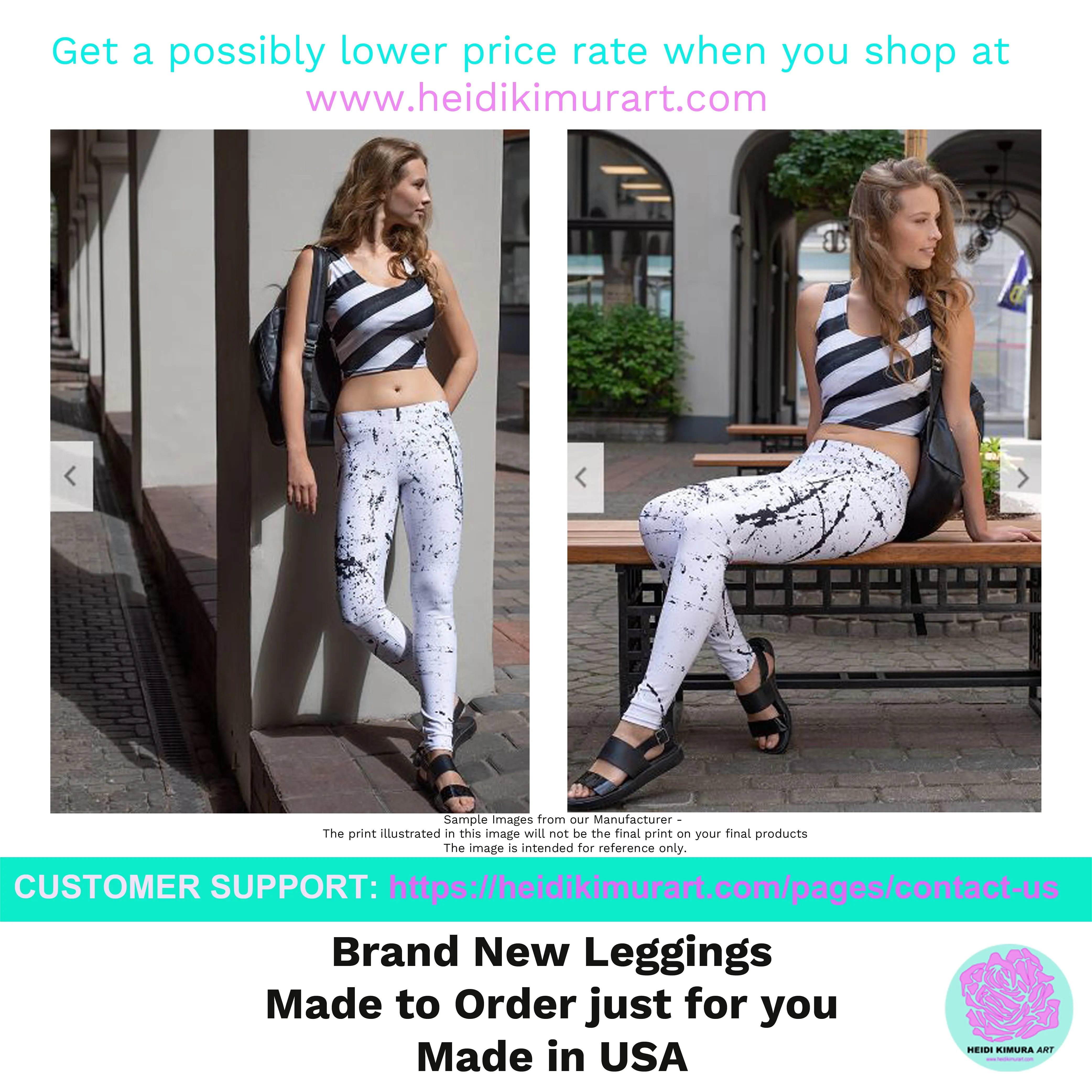 Navy Blue Women's Yoga Leggings, Luxury Tiger Stripe Animal Print Yoga Pants-Made in USA/EU