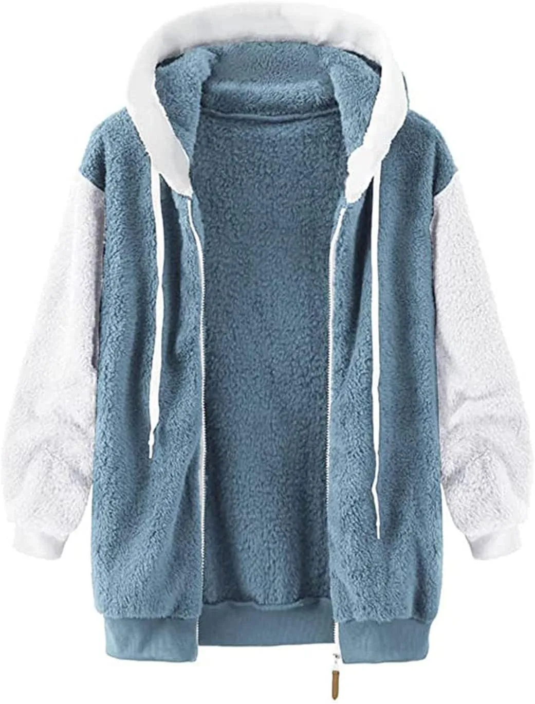 Oversized Fuzzy Fleece Jackets For Women Fashion 2023 Color Block Faux Fur Cardigan Coat Shaggy Warm Winter Outerwear