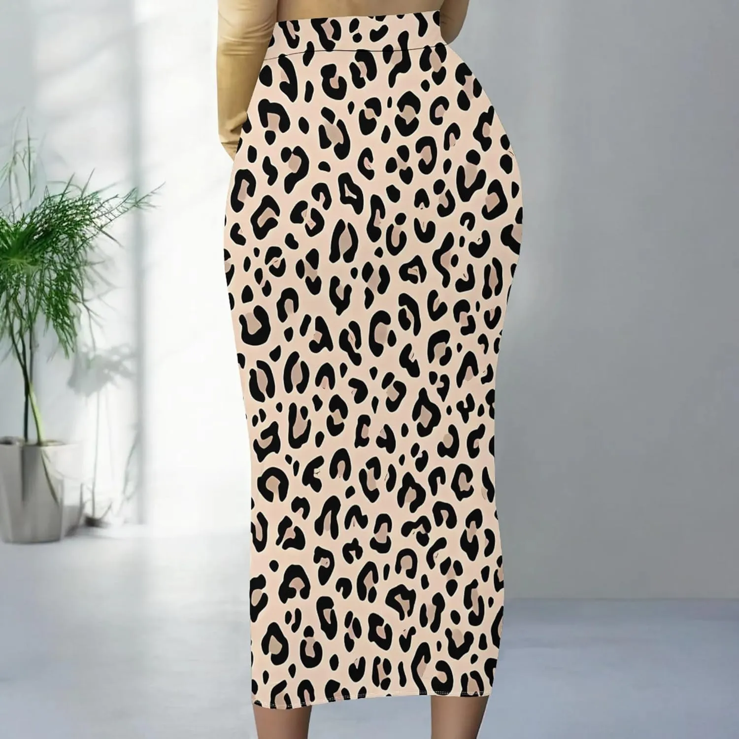 Plus Size Skirts for Curvy Women Sexy Ruched Bodycon Party Club Night Out Elegant High Waist Knee Length Midi Basic Skirt