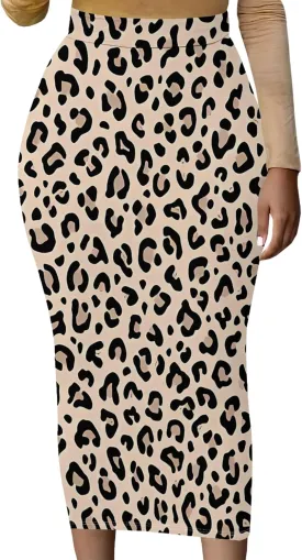 Plus Size Skirts for Curvy Women Sexy Ruched Bodycon Party Club Night Out Elegant High Waist Knee Length Midi Basic Skirt