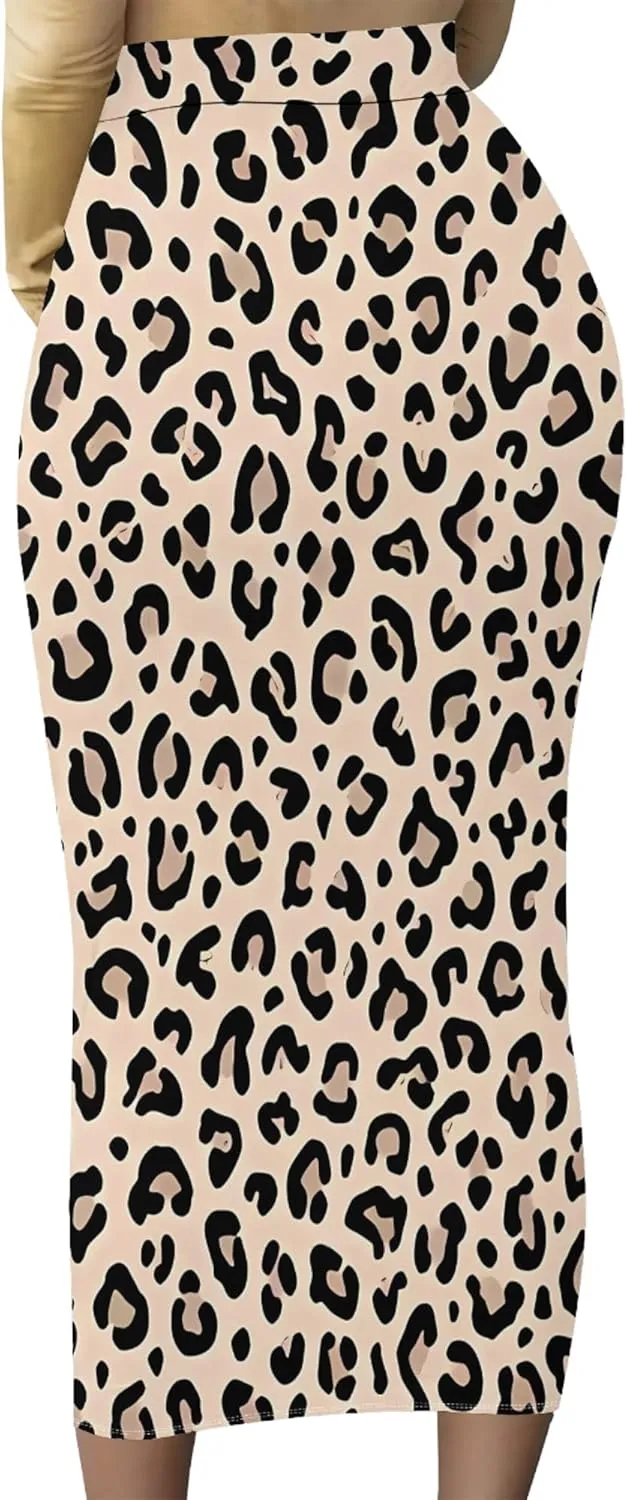Plus Size Skirts for Curvy Women Sexy Ruched Bodycon Party Club Night Out Elegant High Waist Knee Length Midi Basic Skirt