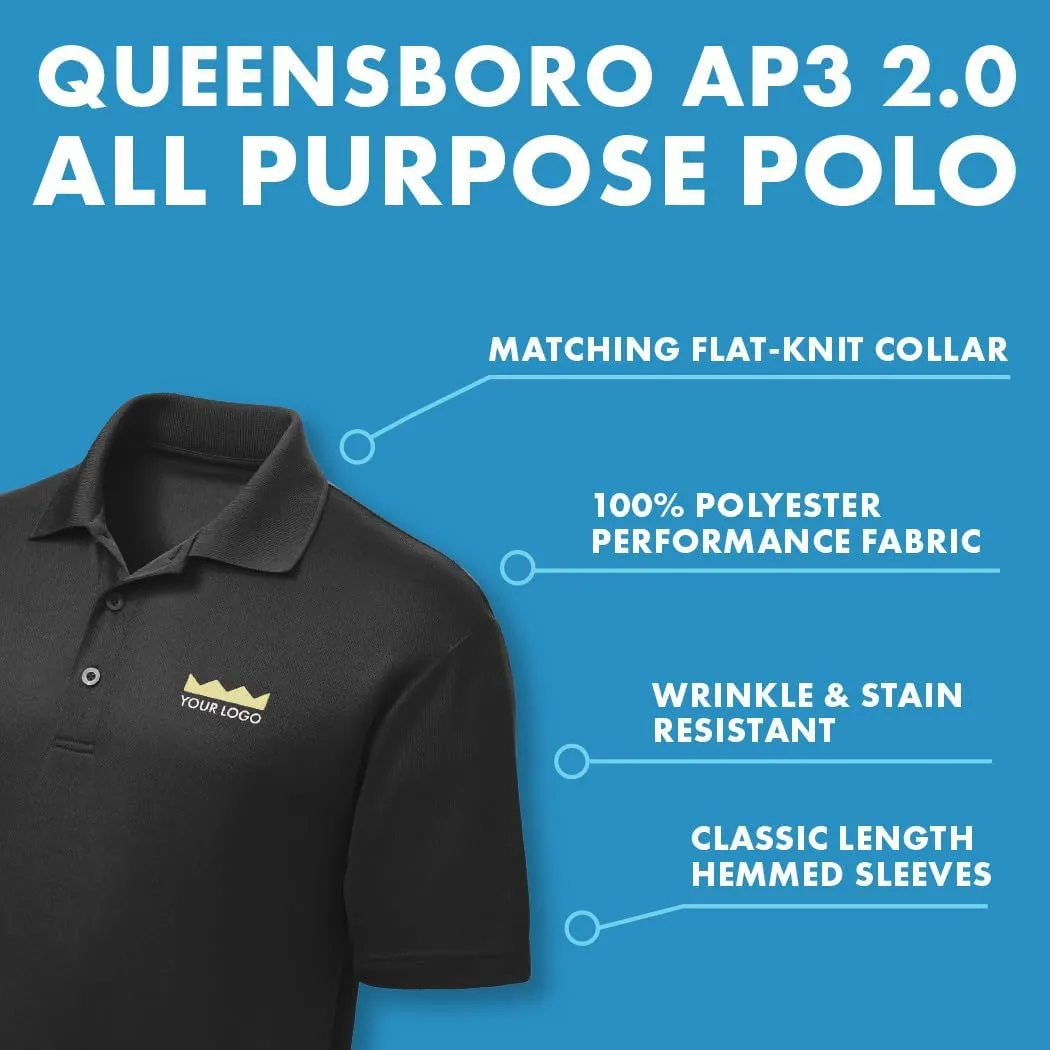 Queensboro Custom Embroidered Polo Shirt for Men Personalized with Your Logo for Professional, Athletic, or Casual Wear