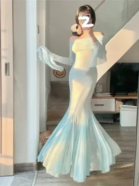 TAVIMART  -  Trendy Exquisite Bell-sleeved Dress Women's 2024 New Elegant High-end French Retro Autumn Fishtail Long Dresses Evening Party