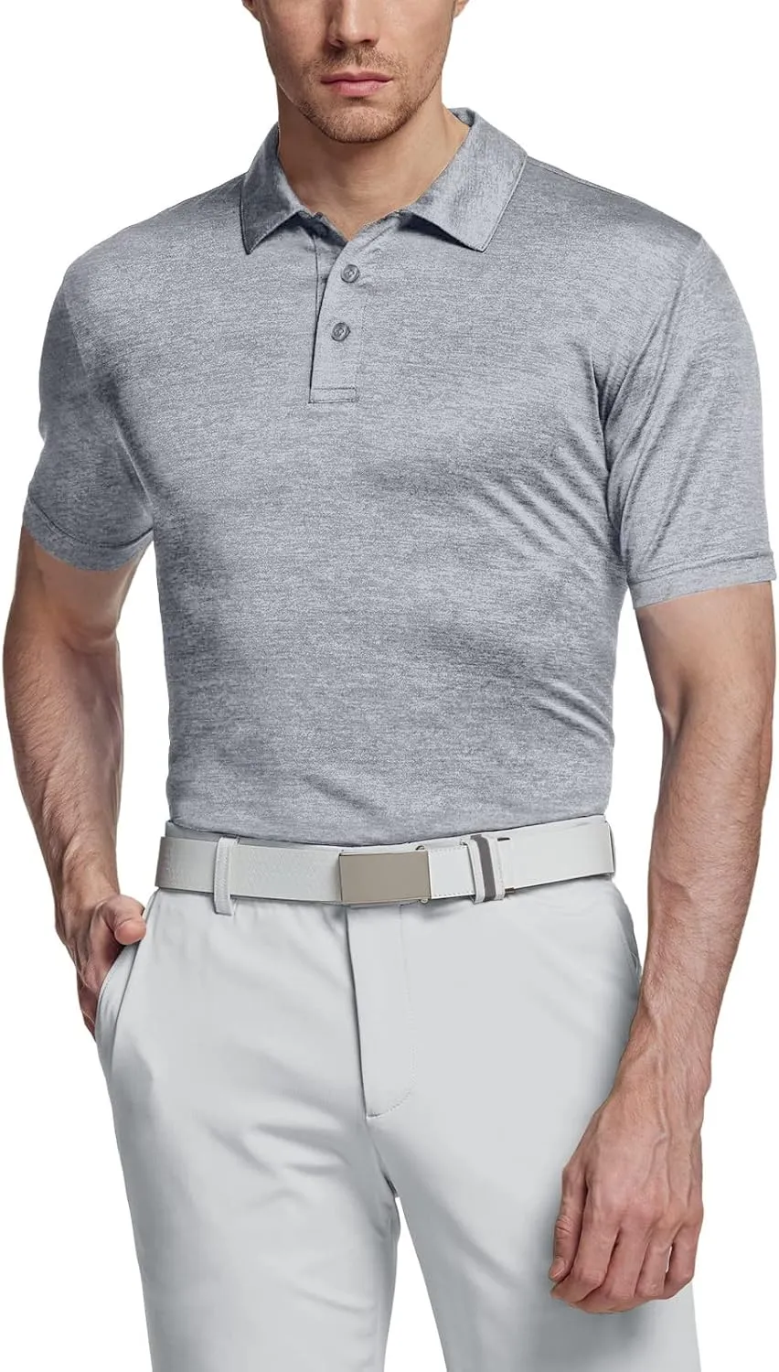 TSLA Men's Short Sleeve Polo Shirts, Regular fit Quick Dry Golf Shirts, Sports Performance Dri Flex Tech Solid Top Shirts
