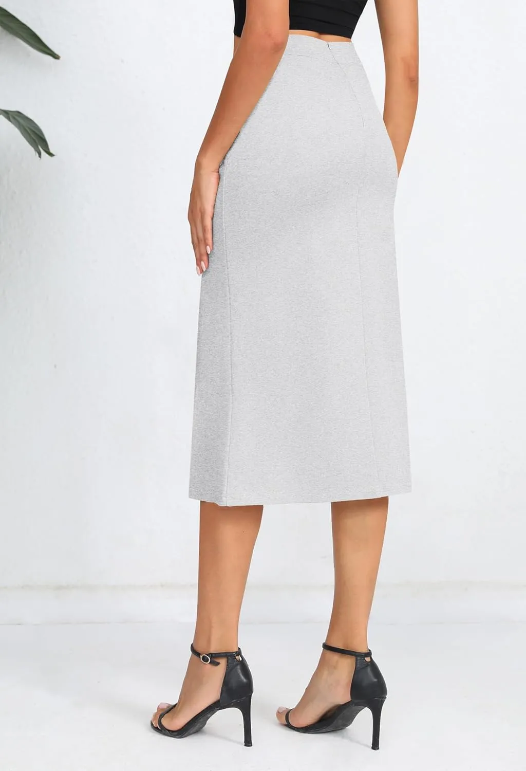 Urban CoCo Women's Stretch Office Fishtail Pencil Skirt High Waist Bodycon Midi Skirt with Slit
