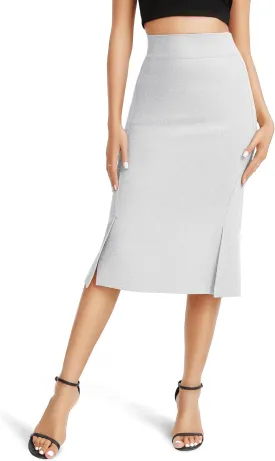 Urban CoCo Women's Stretch Office Fishtail Pencil Skirt High Waist Bodycon Midi Skirt with Slit