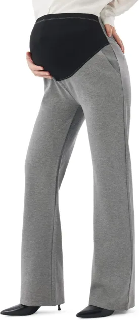 URBEST Women's Maternity Pants for Work, Office Wear Dress Pants Over The Belly Stretchy Pregnancy Bootcut Pants with Pockets