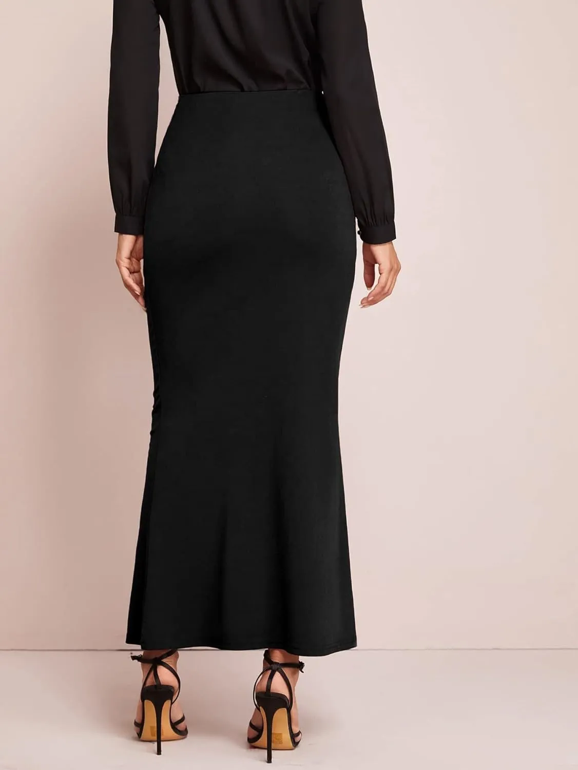 Verdusa Women's Button Front High Waist Fishtail Bodycon Maxi Skirt