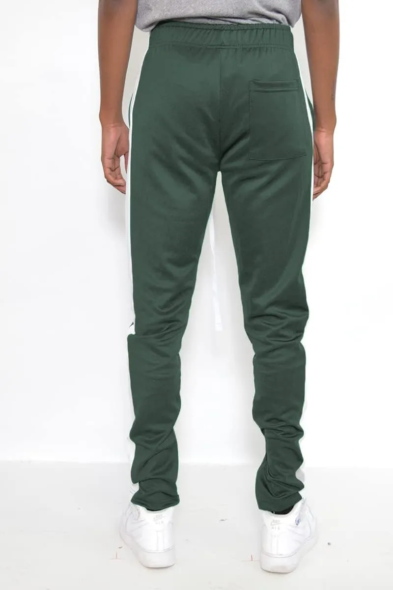 WEIV GEAR Mens Single Stripe Track Pants Slim Fit Stretch Trouser Elastic Jogger