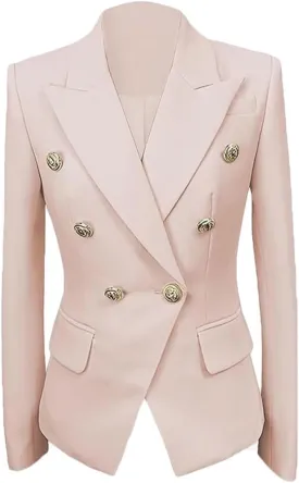 Womens Casual Double Breasted Blazer Jacket Notch Lapel Prom Party Coat Office Lady Jacket for Work Professional