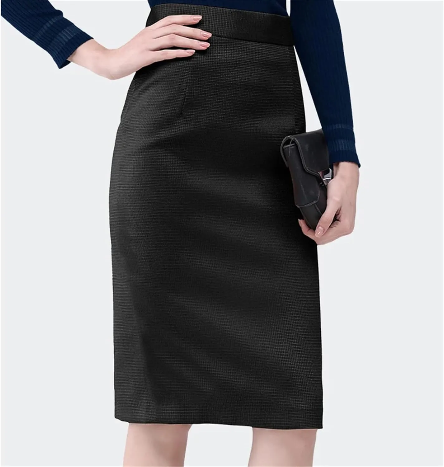 Women's High Waist Pencil Skirt  Slim Fit Back Slit Midi Skirt Elegant Office Bottoms for Work Business