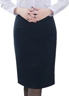Women's Solid Knee Length Professional Pencil Office Skirt High Waisted Bodycon Cotton Linen Midi Work Dress