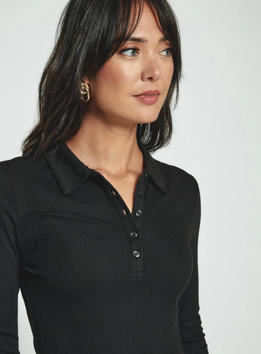 WOSALBA Womens Polo Shirts Fall Clothes for Women Lapel Collared V Neck Long Sleeve Tee Shirt